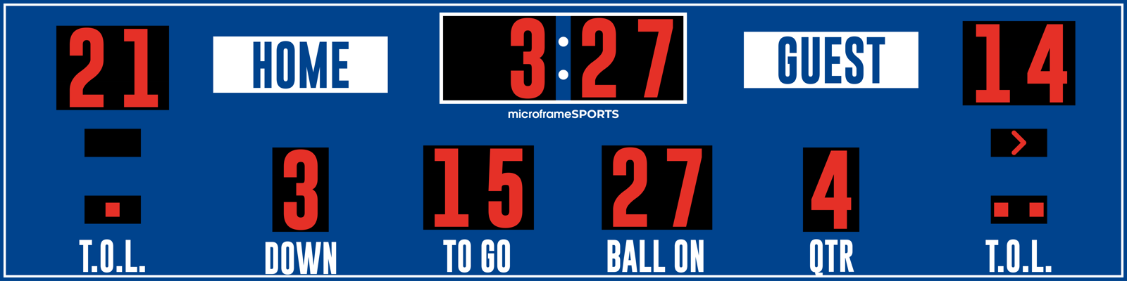 Football Scoreboard - 20x5 ft (18 in Digit)